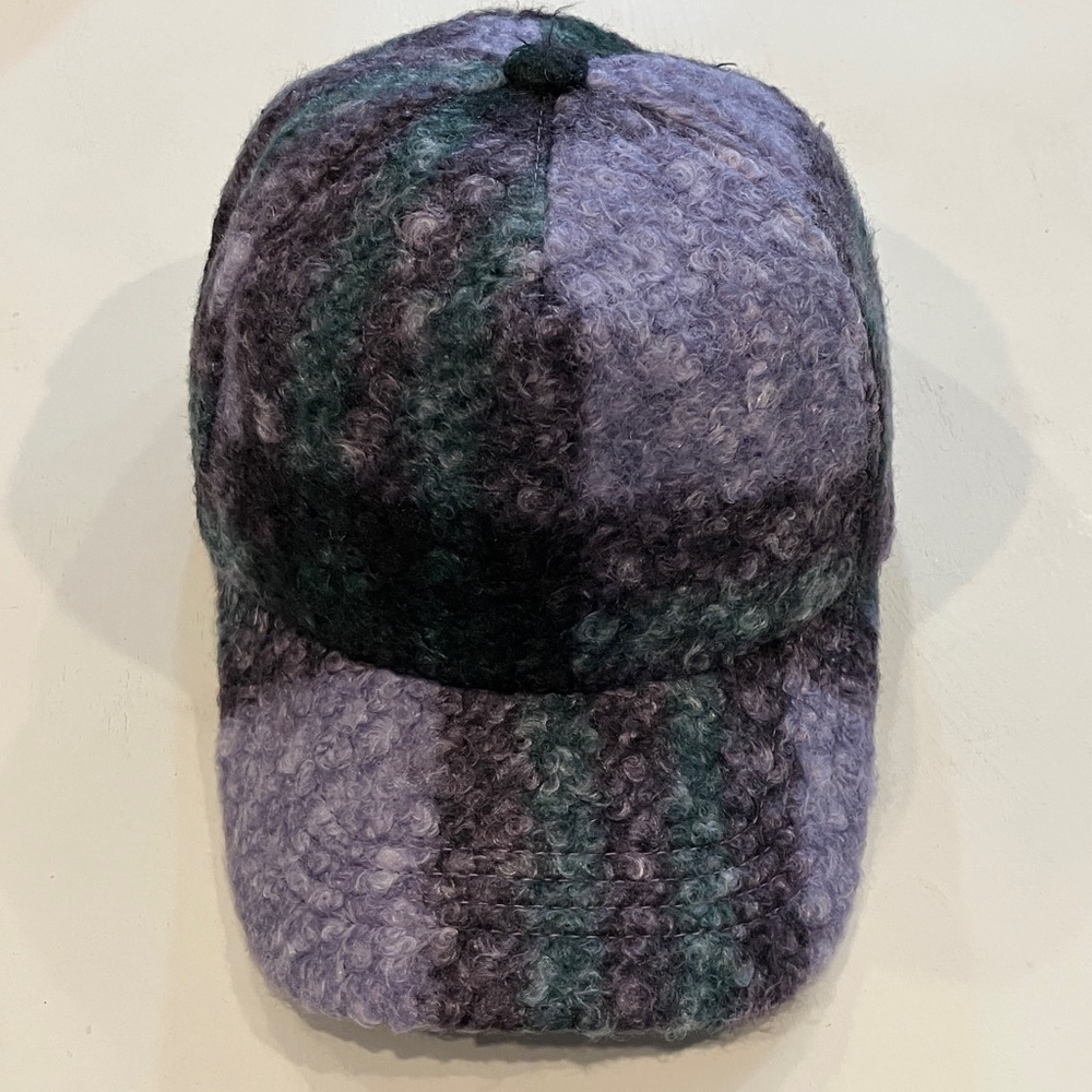 Purple & Green Textured Plaid Cap - Picture 4 of 10